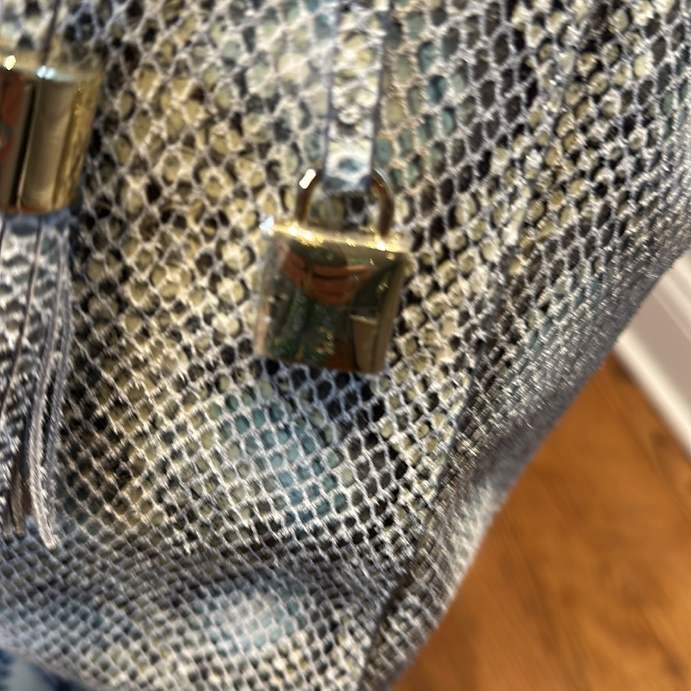 G.I.L.I. Cobra Italian Blue Leather Snakeskin Design Tote - Picture 4 of 9